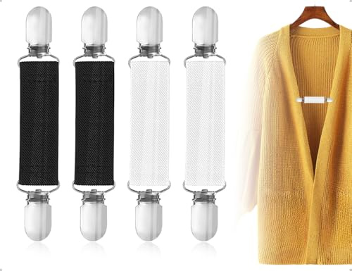 AOYEGIC 4 stycken cinch clips, klädklämmor för tröja, cardigan, vantar, jackor, scarf, skjorta, byxor tajta för äldre barn, småbarn och vuxna (svart, vit)
