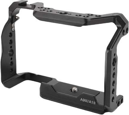 AKLOSIPY Stabilizzatore per Macchina Fotografica a Gabbia per Macchina Fotografica A9III A1 II con Fotocamera in Lega di Alluminio con 1/4 3/8 Fori per Filettatura, Supporto per Scarpe