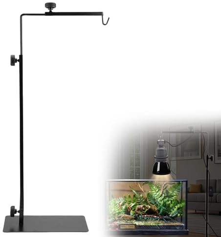 BAIFULAI Portalámparas de reptiles para jaula de hábitat, soporte para lámpara de calor para reptiles, altura ajustable 38-64 cm, ancho 20-30 cm, soporte para lámpara de calor, soporte para tortugas