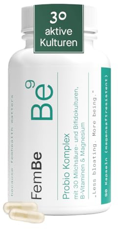 Natürliche probiotische Kapseln für die Darmflora – 30 Stämme (5 Mrd. KBE) + präbiotische Ballaststoffe – B-Vitamine & Magnesium – magensaftresistent, vegan – 90 Kapseln