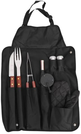 Levemolo Juego Completo de Utensilios para Parrilla Diseño Compacto y Ahorro de Espacio, Acero Inoxidable y Madera, Adecuado para Camping al Aire Libre