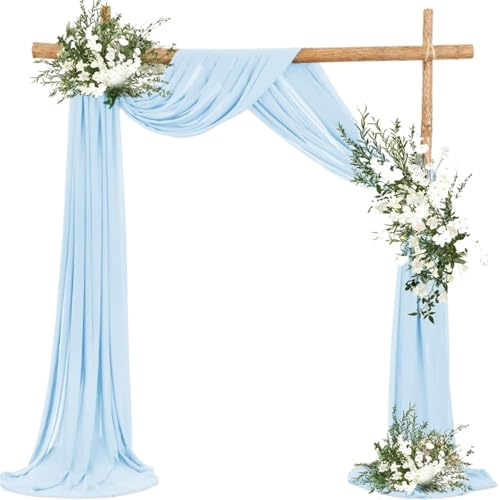 GIYXHU Tessuto per Drappeggio dell'Arco Nuziale Arco di Nozze Drappeggio Tessuto Chiffon panneggio soffitto del Partito Tende ad Arco for Il Matrimonio(Sky Blue,70x600cm)
