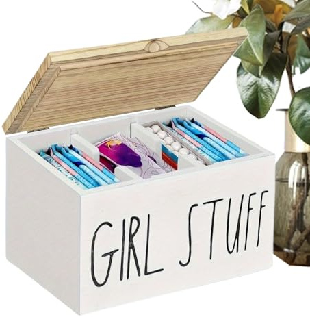 Tampon Aufbewahrung Für Badezimmer,Aufbewahrungsbox Mit Fächern Für Hygieneartikel | Holz Organizer Mit Deckel Für Damenhygiene | Praktischer Aufbewahrungsbehälter Für Waschtisch Wochnung Und Hotel