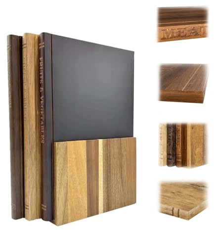 Cuisine Lot de 3 Planches à Découper, Rectangulaire Planche à Hacher avec Support, Planche à Découper avec Rainure à Jus, Planche à Découper Antidérapante pour Légumes, Fruits, Salami(Brun)