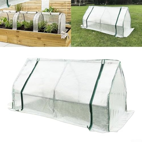 Besttoolifes Túnel de cultivo, cubierta de rejilla de malla reforzada para cultivos de jardín al aire libre, 120 x 60 x 60 cm, túneles blancos con protección contra pájaros y clima, no incluye marco