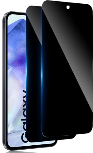 TuFun per Samsung Galaxy A55 Privacy Pellicola Protettiva, 2 Pezzi Anti Spy Vetro Temperato, 9H Durezza Anti-Impronte Anti Peeping, Anti-Graffio Protezione Schermo - Nero
