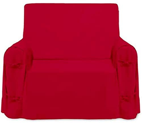 Soleil d'ocre Abdeckung von Sessel in Baumwolle Panama Rot, 90 x 270 cm