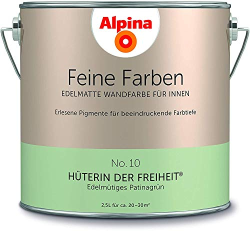 Alpina Feine Farben – No. 10 Hüterin der Freiheit® – edelmatte Innenfarbe - Wandfarben für einzigartige Farbwirkungen und Raumstimmungen – Edelmütiges Patinagrün – 2,5 Liter