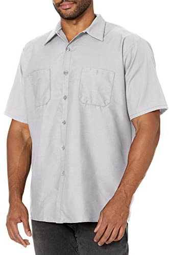 Red Kap Men's Industrial Work Shirt, Short Sleeve, Silver Grey, Large