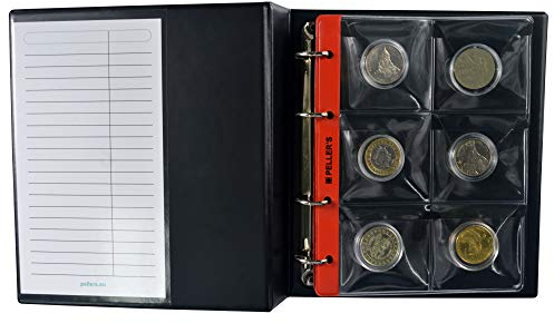 PELLER'S Sammelalbum für 60 Münzen: 10 Münz-Hüllen, Fächer 68 x 72mm. Für Münzen mit Ø 55mm. Münzalbum M. (Modell M)