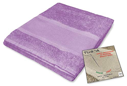 Tex family Tosca© - Juego de toallas de baño de rizo de algodón 100 % para bordar, punto de cruz, 1 + 1, cara y invitados (lila)