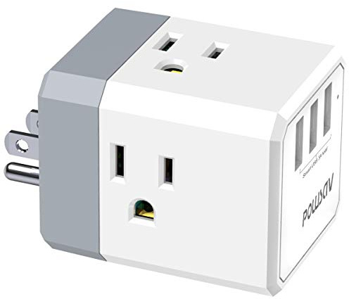 3-Outlet USB Wall Charger and Extender with 3-Way Splitter, ETL Listed - for Home, Office, Cruise Ship