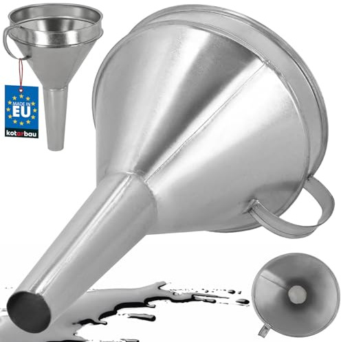 KOTARBAU® Benzin Metalltrichter Gerade Mit Griff - Einfülltrichter Groß Mit Sieb - Öltrichter Kfz 170 mm