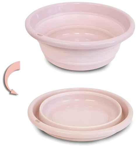 SIC Bacinella multiuso pieghevole; Portatile, in gomma termoplastica. Forma Tonda，salvaspazio, leggera.Utile sia per la casa, in cucina; che all'esterno per campeggi e gite. (31CM Rosa)