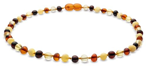 Natural Baltic Amber Necklace 13 inches - Knotted Between Beads- Polished Amber Beads- Multicolor