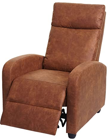 Mendler Fernsehsessel HWC-F76, Relaxsessel Sessel Liegesessel, Liegefunktion verstellbar Stoff/Textil - Vintage Wildlederimitat