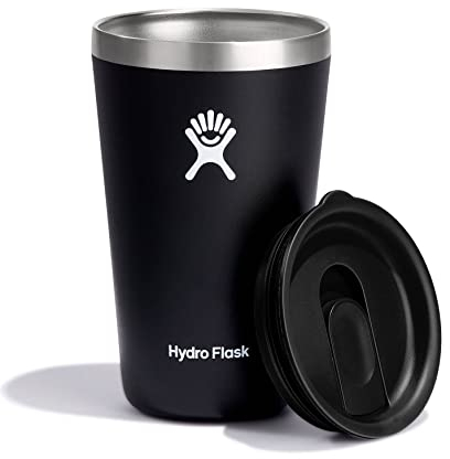 Hydro Flask - Tumbler - Bicchiere 473 ml (16 oz) con coperchio ermetico a incastro chiudibile antigoccia - Acciaio inossidabile a doppia parete con isolamento sottovuoto - Black