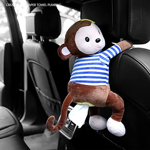 MISNODE Portarotolo per auto, dispenser di fazzoletti di carta peluche, organizer per carta da appendere a forma di animale, D