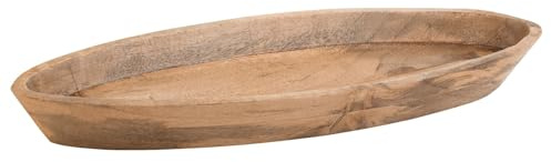 Home4You Dekoschale Tischschale Dekotablett Schmuckschale Kerzentablett Holzschale | Holz | Naturfarben | 45x20 cm
