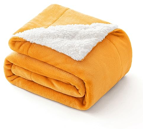 MIULEE Kuscheldecke Flauschig Decke Fleecedecke Wohndecken warm Sherpa Sofaüberwurf Decke Flauschig Überwurf Mikrofaser Tagesdecke Für Bett Sofa Schlafzimmer Büro 150x200 cm Gelb