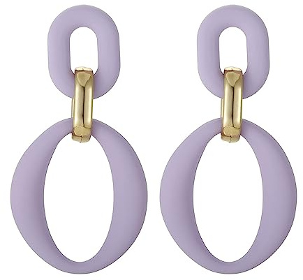 SIXDUTON Neon Ohrringe Damen Statement Ohrringe Bunt Ovale Creolen (Lila)