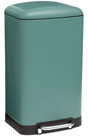 5Five - Poubelle de Cuisine Ariane 30L en Métal Vert - Seau Amovible et Poignée Arrière - Fermeture Silencieuse