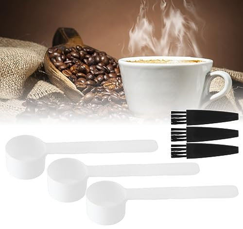 BestAlice 100Set Plastic Coffee Scoops, 4g Coffee Measuring Spoon with Brush, Mini Coffee Scoop Tablespoon Small Scoop Brush Kit, Measuring Spoon Brush Kit Coffee Making Accessory