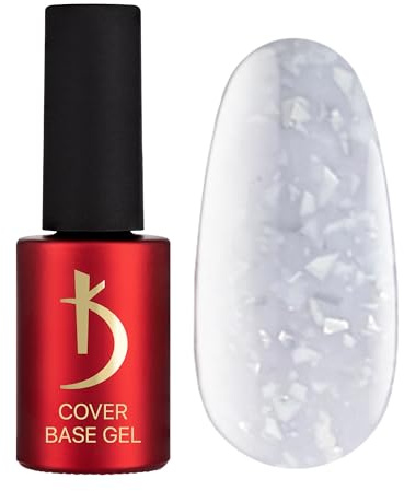 K Professional Base Coat - Base Gel Cover - Milky Grey Flakes Camouflage -7ml- Unterlack - UV Nagellack - Gel Nägel - Milchig Grau Flocken Tarnfarbe Glitzern Confetti - UV LED