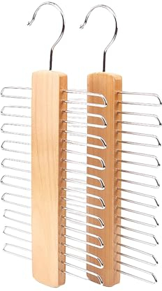 Krawattenhalter,2 Stück Krawattenbügel Holz 360 Grad Drehbarer Krawattemhalter Holz Krawattenhalter mit 20 Regale für Gürtel,Schal,Krawatte Aufbewahrung