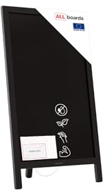 ALLboards Kundenstopper 78x44 cm, Einseitige Tafel, Schwarze Kreidetafel, Restaurant-Tafel, SCHWARZ