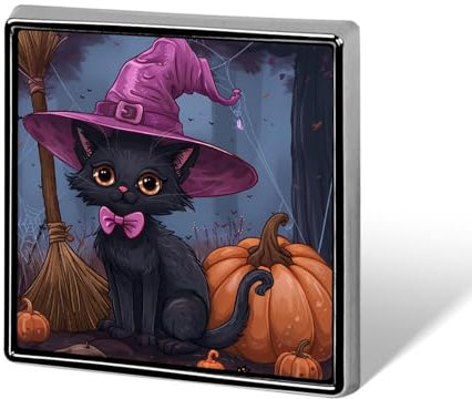 Halloween-Katze-Kürbis, quadratisches Abzeichen, Metall-Anstecknadel, individuelle Brosche, Gedenknadeln für Frauen und Männer