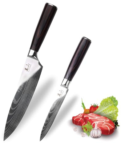 KUTOYAMA - Set de 2 couteaux Black Pakka chef 20cm + universel 12cm