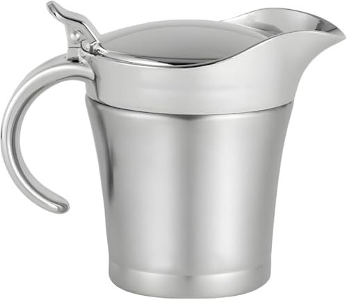 Salsera térmica con tapa con bisagras, diseño fácil de limpiar, jarra for salsa aislada de doble capa de acero inoxidable, recipiente for salsa fría y caliente de 450 ml/750 ml for salsa, salsa y crem