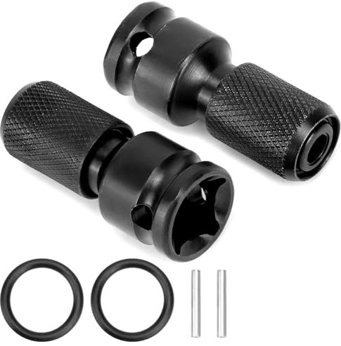 QWORK® 2 Pezzi Adattatore bussole, 1/2 adattatore per presa da attacco quadro a 1/4 con codolo esagonale, adattatore per presa a sgancio rapido, per chiavi a percussione e a cricchetto