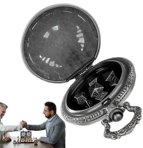 Yabauuop Tärningsset med Fickur, Fickur Tärningsset | Lättvikts små metalltärningar,Tärningsspelstillbehör Vintage tärningar med kedja för män och kvinnor