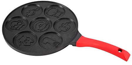 Asyduey Pancake Maker - Non-Stick Pancake Pan Griddle Grill Pan Mini Crepe Maker 7-Mold Pancakes with Silicone Handle, Black Animal