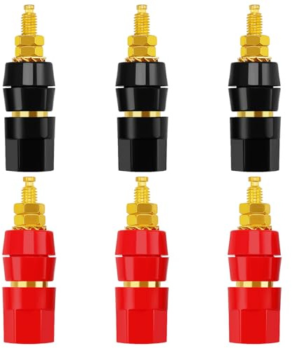 KUOQIY 6 Pezzi 4mm Presa a Banana, Plug Audio Speaker Terminal Binding Post, per Connettore Adattatore Jack-a-Banana, Nero e Rosso
