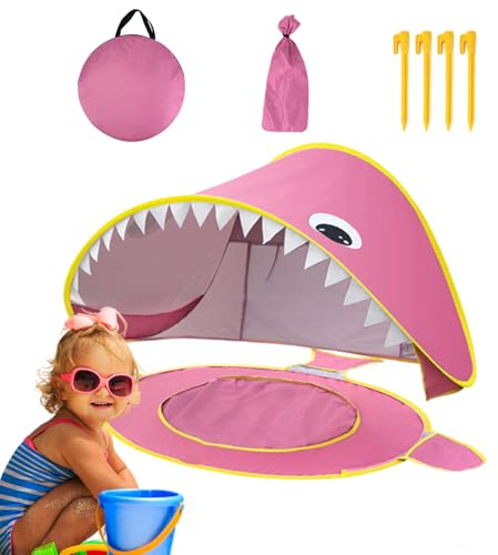 Tewzafiya Juego de interior para niños – Dosel para tonos de playa de dibujos animados,Playhouse plegable con pequeña piscina incorporada, niño impermeable fuera de sol para niños
