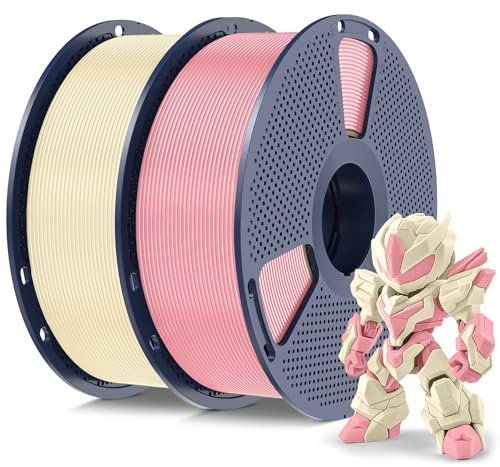 SUNLU High Speed PLA Meta Filament, 2kg PLA 3D Druckerfilament 1,75 mm, Robusteres 3D Druckfilament, Maßgenauigkeit +/- 0,02 mm, 2kg Insgesamt, 1kg pro Spule, 2er-Pack, Cremeweiß+Kirschblütenrosa
