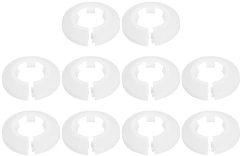 sourcing map 10pcs Flange Pipe Cover Decoration 0.98 (25mm) Plastic Clip-on Wall Hole Cover Under Sink Pipe Radiator Escutcheon Collar for Bathroom Kitchen Toilet, White