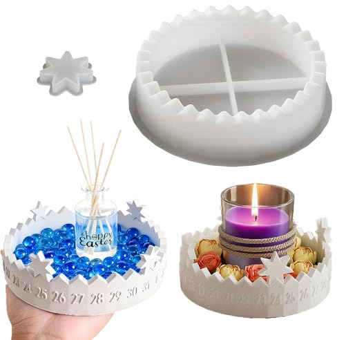 Haplos Silicone Mold Kerzenhalter Gießformen Silikon Mit 1-31 Zahl | Silicone Mold Kerzenhalter Set, Stern Silikonform Kerzenständer, Silikon Countdown Form für Kerzen Aus Gips und Epoxidharz