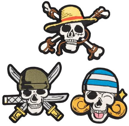 Grupo Erik One Piece Iron On Patches for Clothing - Manga Gifts, Merch | 3 Sew On Patches for Clothing & for Backpacks, Backpack Accessories | One Piece Merchandise, Anime Gifts under 15 Pounds