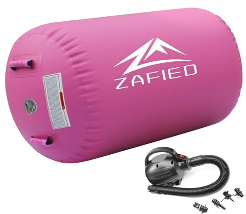 Air Roller Gymnastik Barrel Aufblasbares Air Roller Barrel mit Pumpe, Tumbling Matte, Gym Tumble Track Backhandspring Trainer für Übungstraining, Yoga, Backflip (Rosa, 120 x 90 cm)
