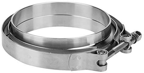 Walmeck Kit Morsetto Flangia a Fascia V per Scarico in Acciaio Inossidabile Universale per Auto 5 Argento per di Scarico per Auto