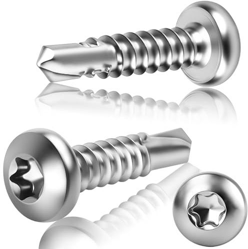 80 tornillos de perforación 410, cabeza alomada, tornillos autorroscantes, M4,8 x 38 mm, cabeza redonda, tornillos autorroscantes de acero inoxidable