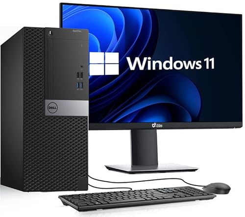 Dell Tower Desktop Computer PC – Intel Core i5 6th Gen – 16 DDR4 RAM – 512 SSD – 24-in Monitor – Wireless Keyboard & Mouse – Wi-Fi – Webcam – Home, Office, Business Desktop – Windows 11 Pro (Renewed)