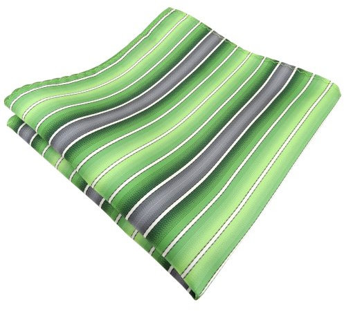 TigerTie Designer Einstecktuch in grün hellgrün grau creme gestreift
