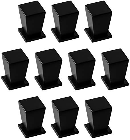 Gedotec Möbelgriff Metall Türknopf eckig Möbel-Knopf schwarz matt für Schubladen - LENA | Griff 15 x 20 mm | Kommoden-Knopf für Schranktüren | 10 Stück - Design Möbel-Knauf für Küchen-Schränke & Möbel
