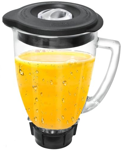Poweka Repuesto Compatible con Osterr y Osterizerr Licuadora,Jarra de Vidrio Redonda de 6 Tazas 1.5L con Tapa Compatible con Osterr Batidoras (No Incluye Base ni Cuchilla)