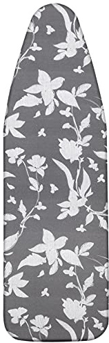 LEEWEITAS Housse Tables à Repasser 148x55cm, Housse de Planche à Repasser avec Dessus 100% Coton et Rembourrage épais, Facile à Mettre en Place et Résistante aux Brûlures (XXL, Fleur Grise)